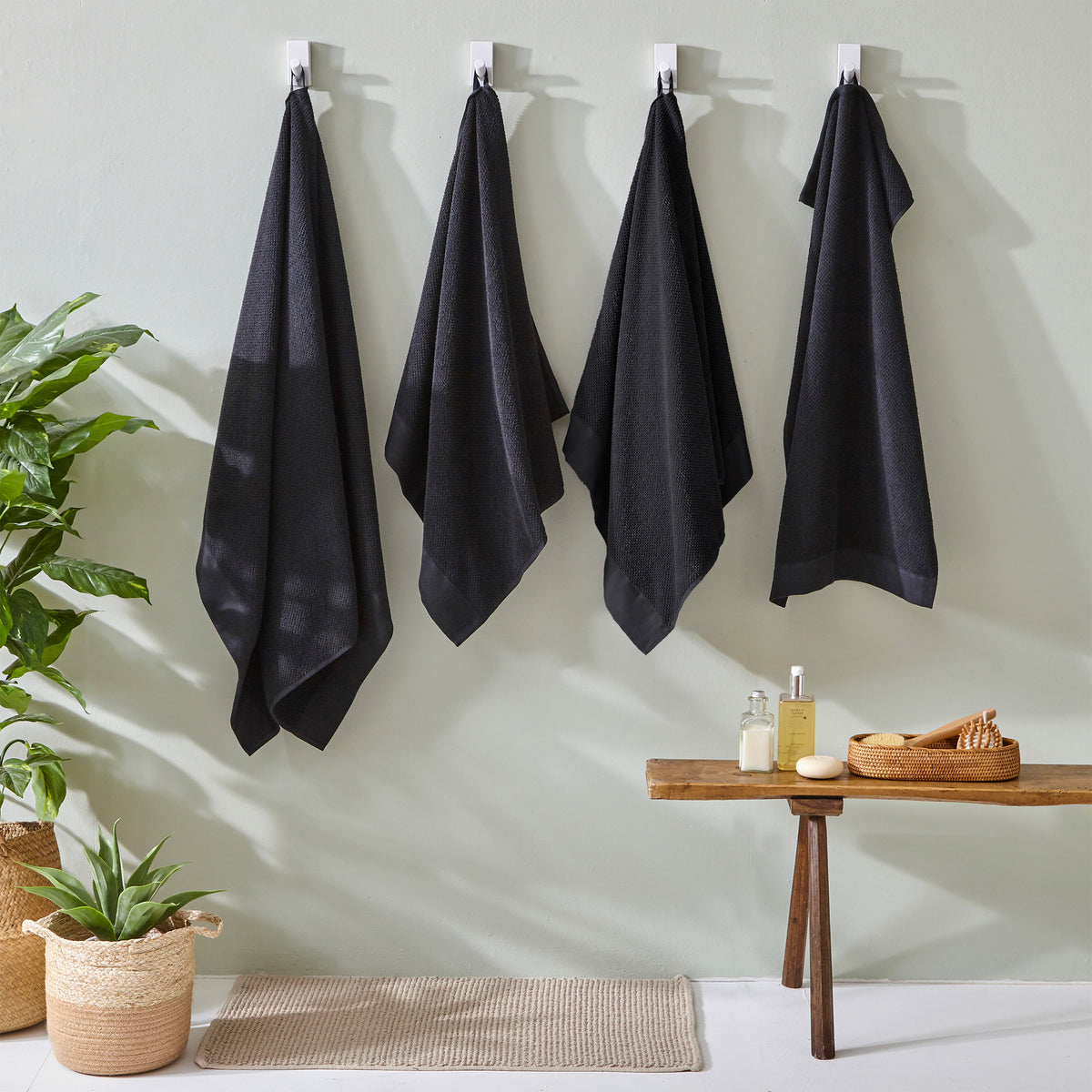 Textured Weave Towel Black