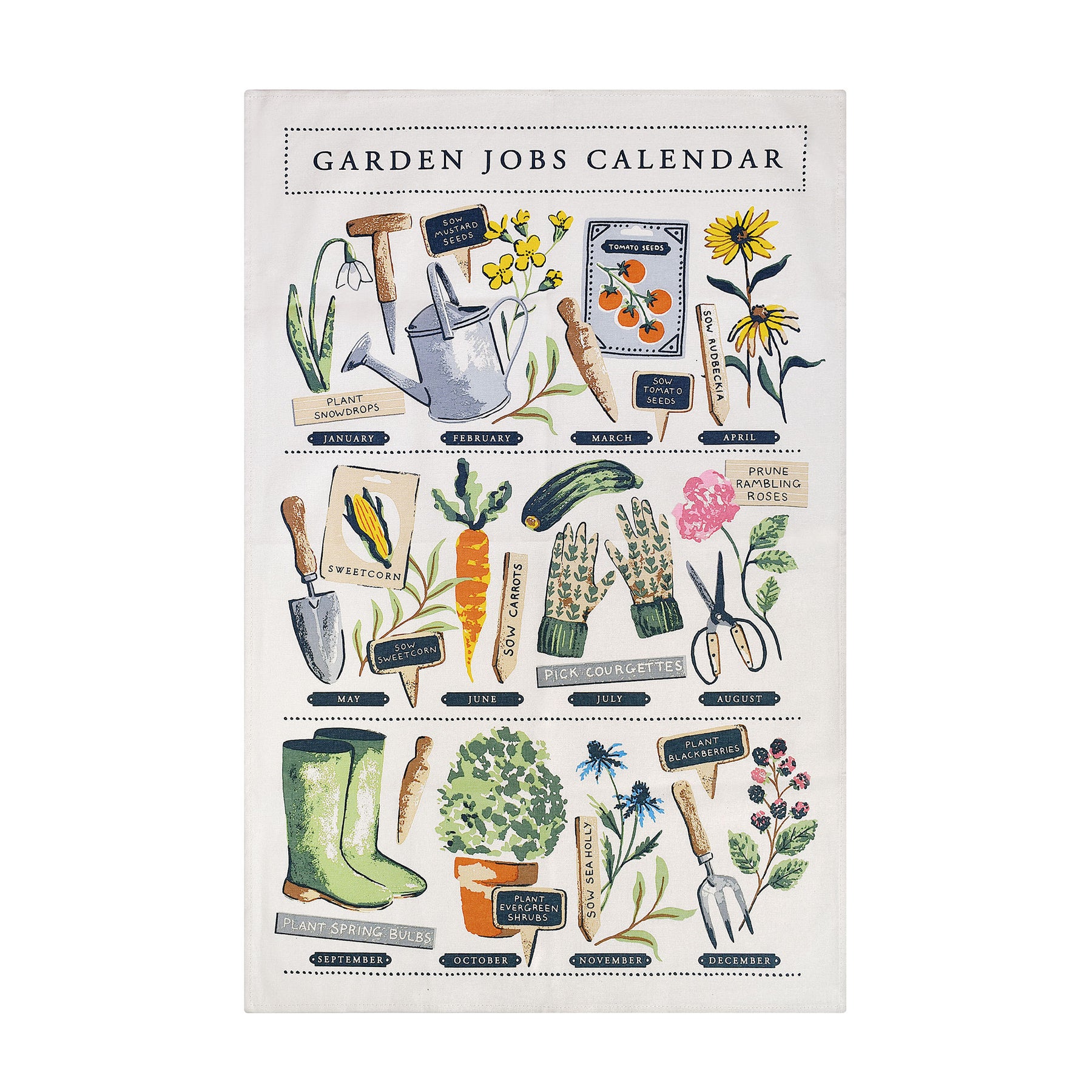 Ulster Weavers Time to Grow Garden Jobs Cotton Tea Towel Green