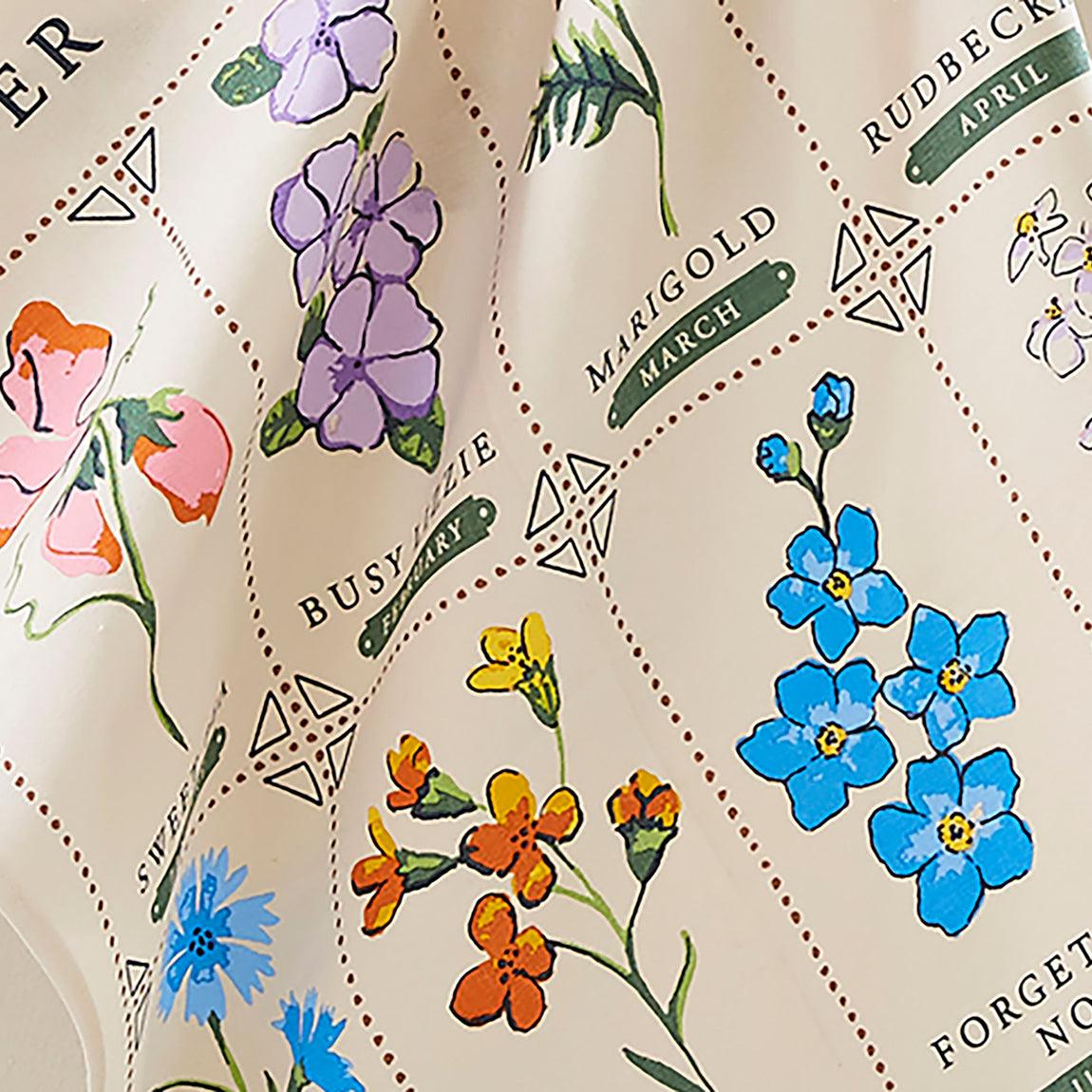Ulster Weavers Time to Grow Sowing Calendar Cotton Tea Towel Green