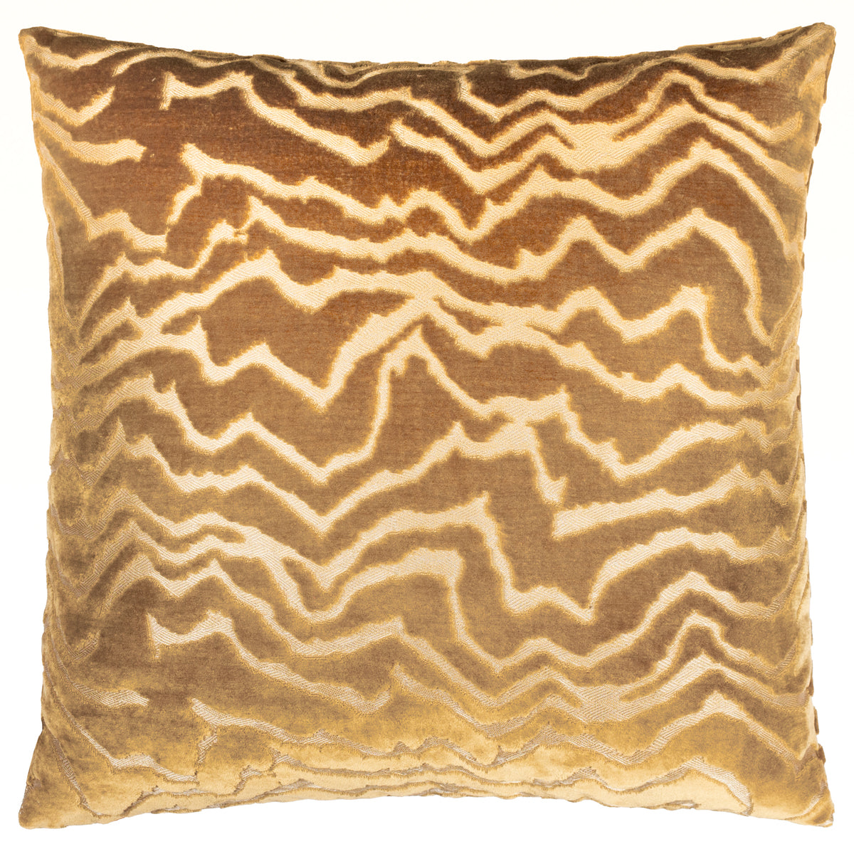 Paoletti Tierra Cut Velvet 50cm x 50cm Filled Cushion Brass