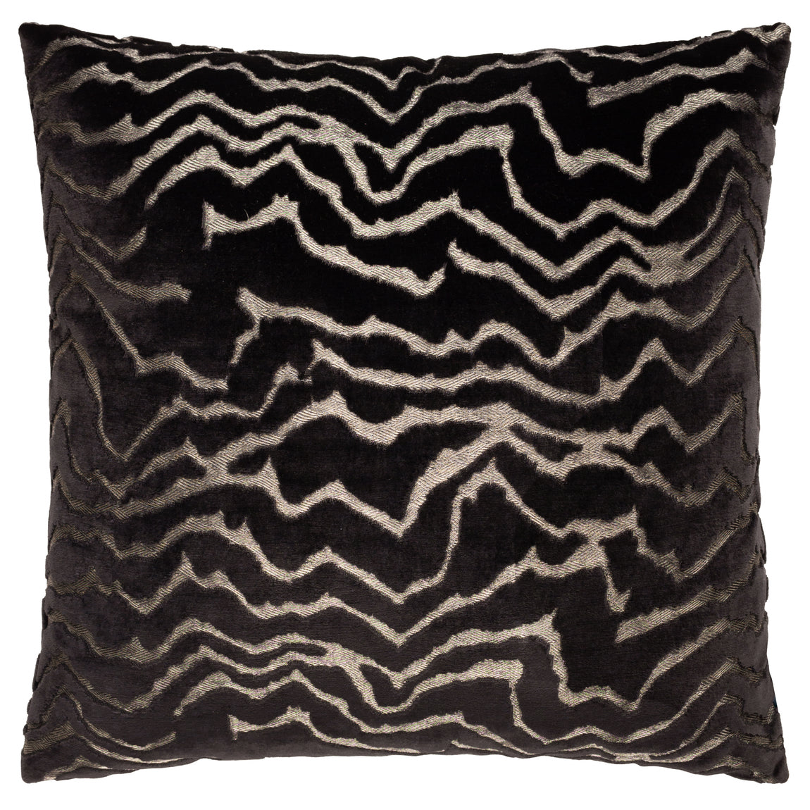 Paoletti Tierra Cut Velvet 50cm x 50cm Filled Cushion Jet