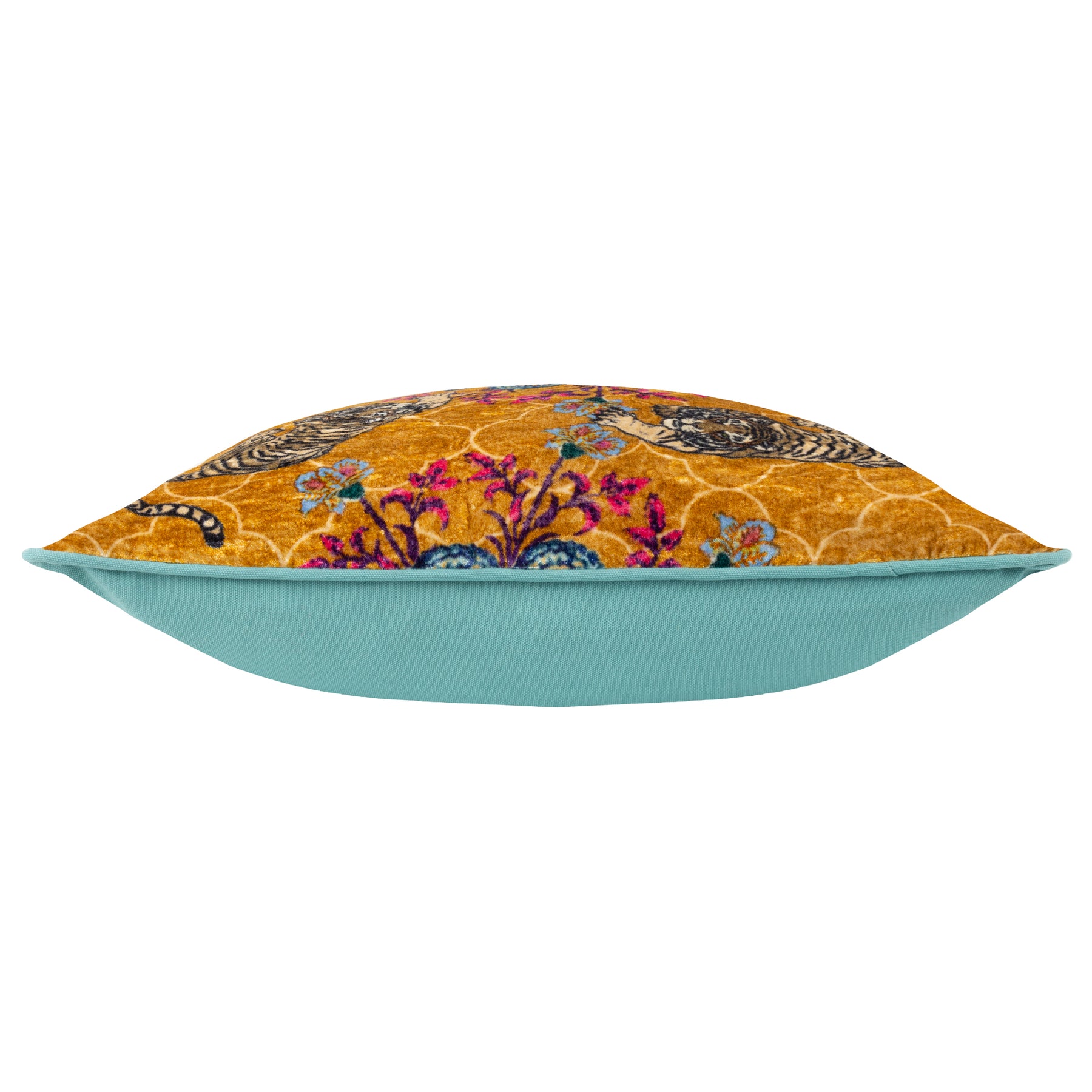 Wylder Tropics Tigerscope Velvet Piped Filled Cushion 50cm x 50cm Multi