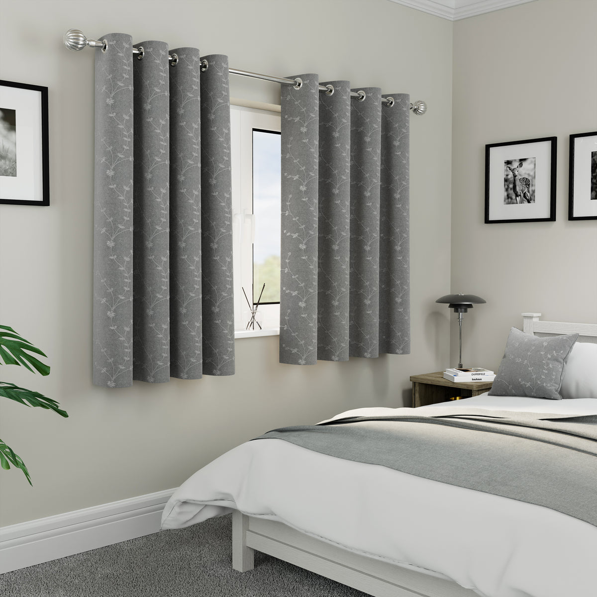 Tivoli Thermal Ready Made Eyelet Blackout Curtains Grey