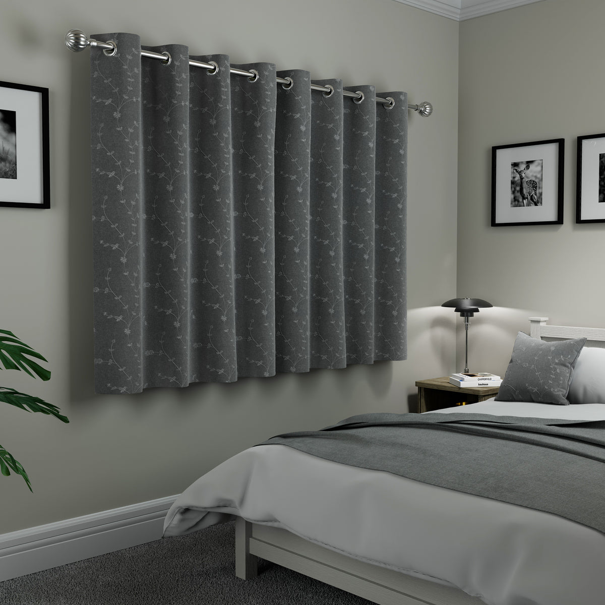 Tivoli Thermal Ready Made Eyelet Blackout Curtains Grey
