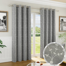 Tivoli Thermal Ready Made Eyelet Blackout Curtains Grey