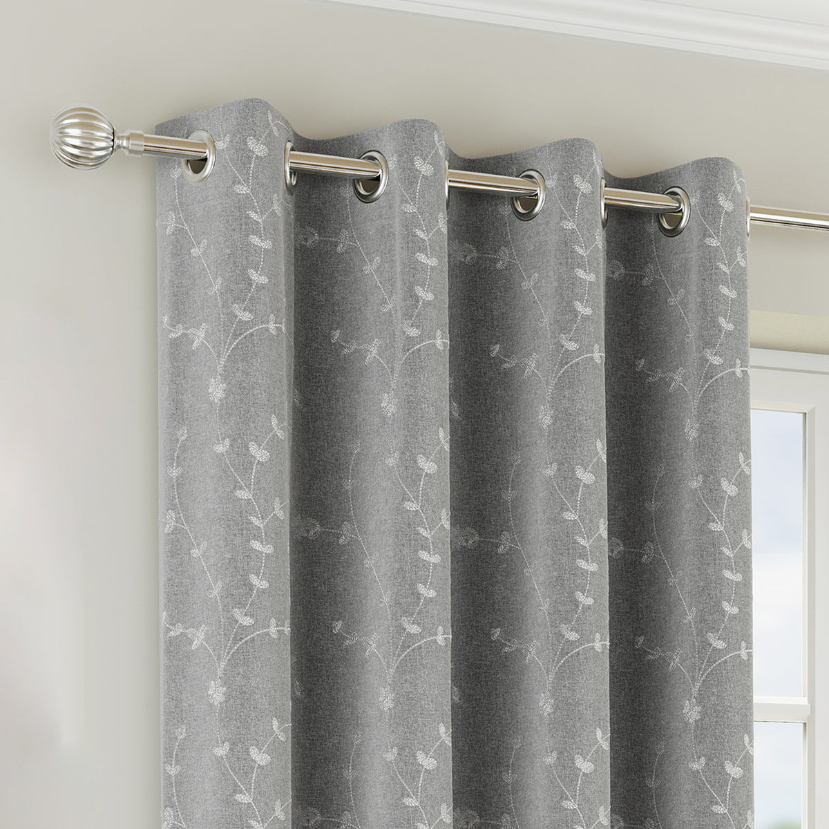 Tivoli Thermal Ready Made Eyelet Blackout Curtains Grey