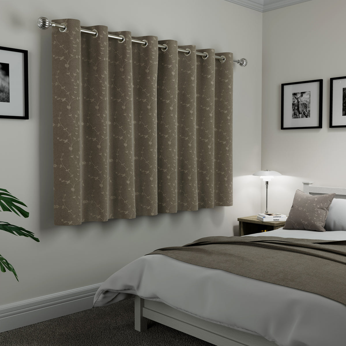 Tivoli Thermal Ready Made Eyelet Blackout Curtains Natural