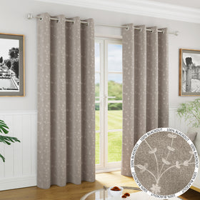 Tivoli Thermal Ready Made Eyelet Blackout Curtains Natural