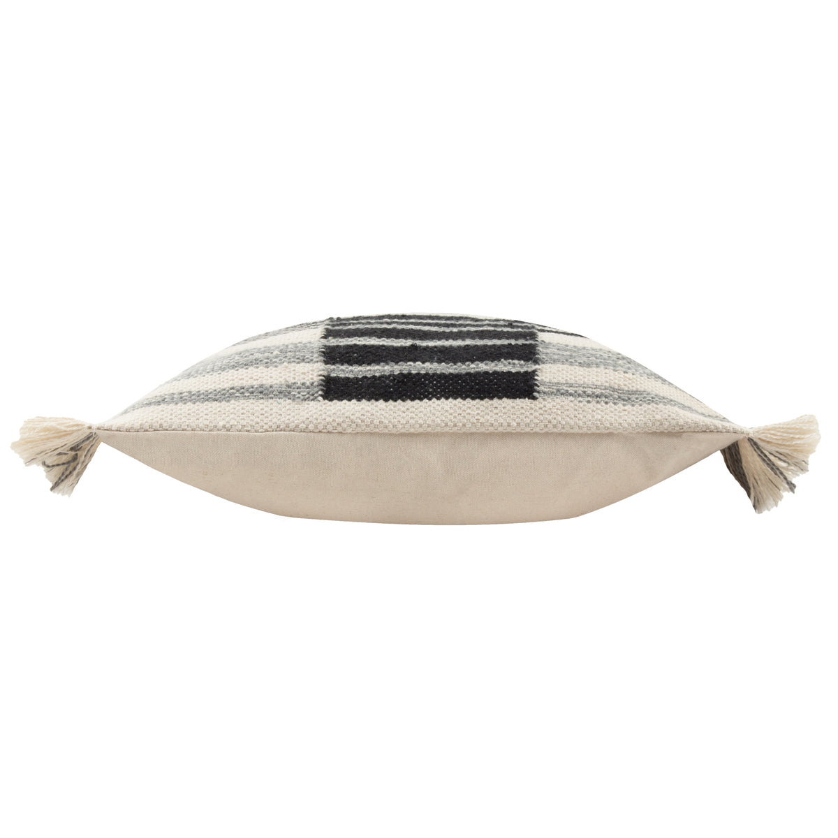 Yard Torode Woven Fringed Trim 45cm x 45cm Filled Cushion Black