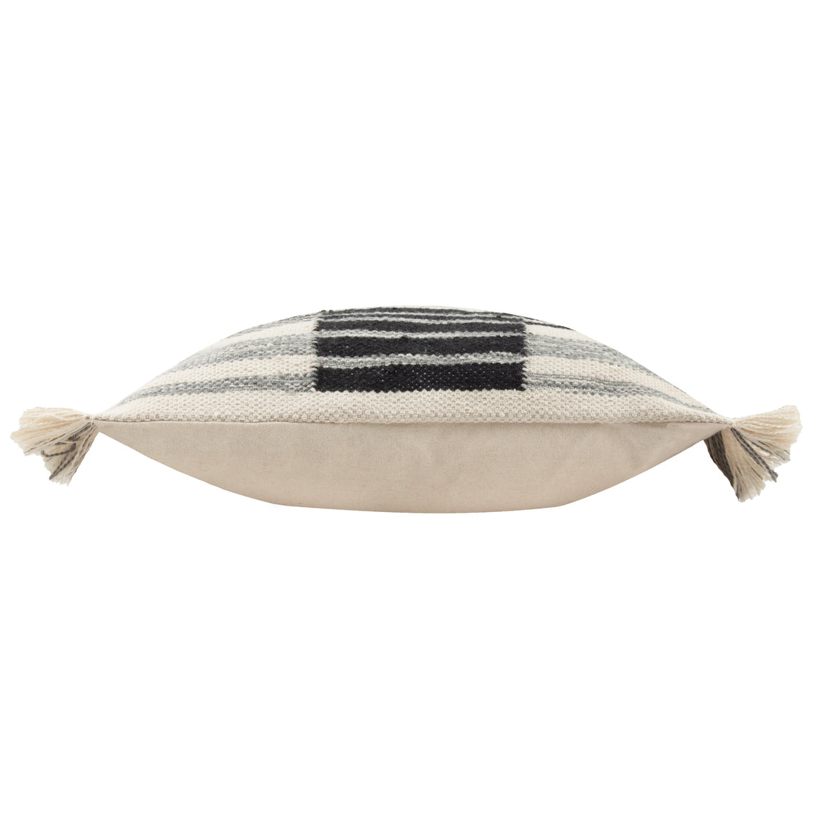 Yard Torode Woven Fringed Trim 45cm x 45cm Filled Cushion Black