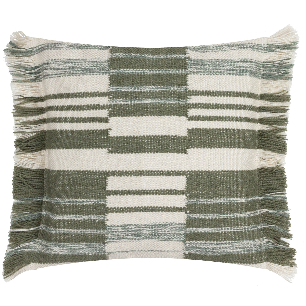 Yard Torode Woven Fringed Trim 45cm x 45cm Filled Cushion Sage