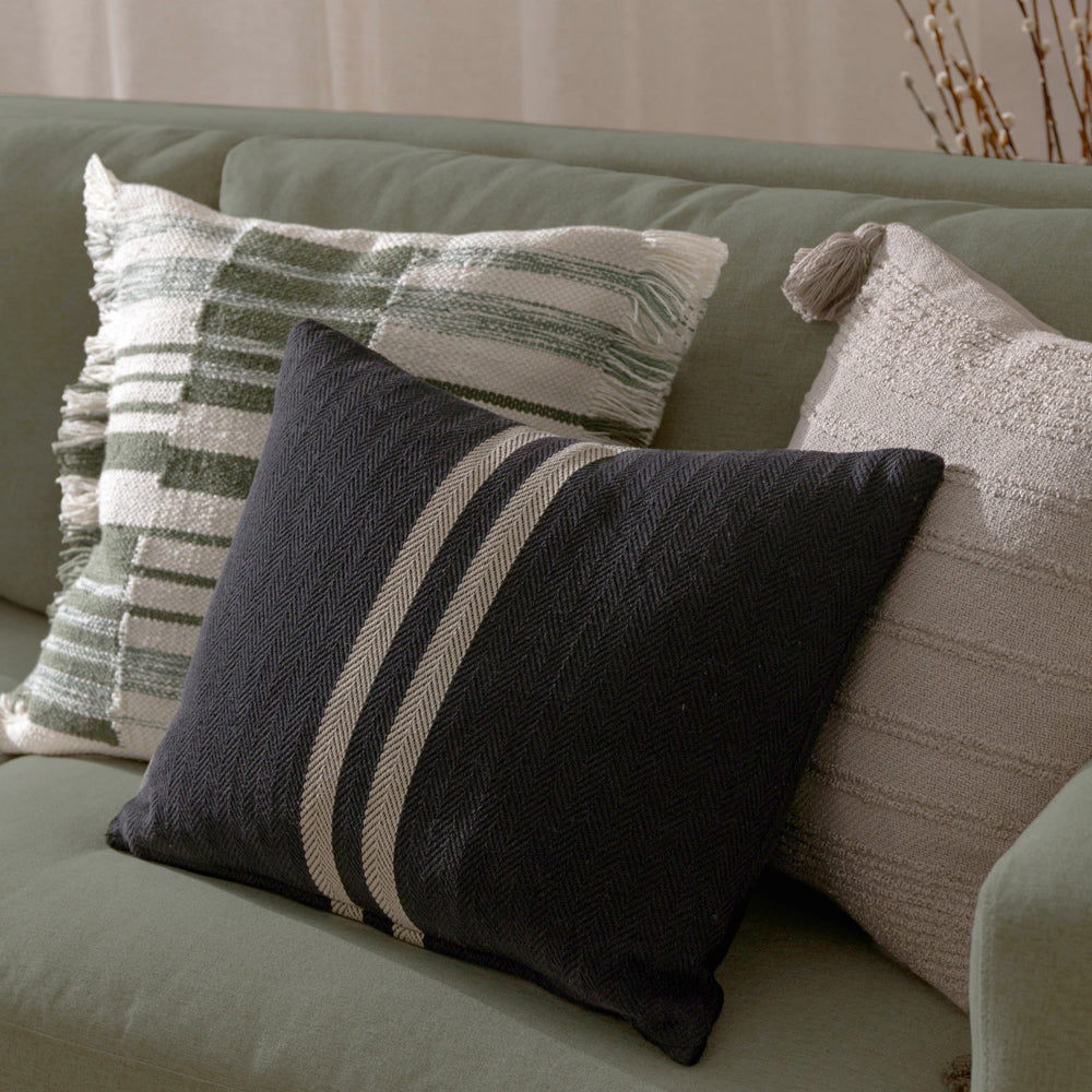 Yard Torode Woven Fringed Trim 45cm x 45cm Filled Cushion Sage