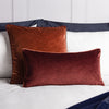 Paoletti Torto Velvet Piped Velvet 30cm x 60cm Filled Cushion Marsala Red Russet