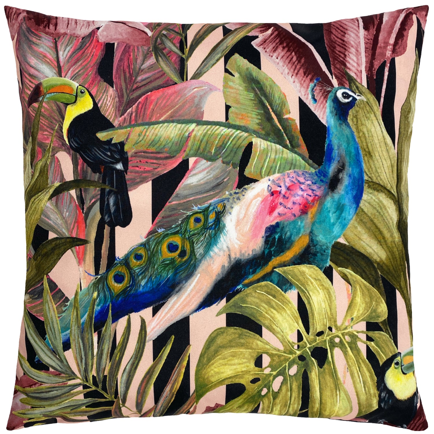 Toucan & Peacock Outdoor Filled Cushion 43cm x 43cm Multi