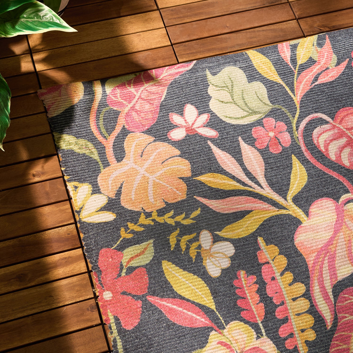 Furn Tropical Bloom Outdoor Rug 120cm x 170cm Black