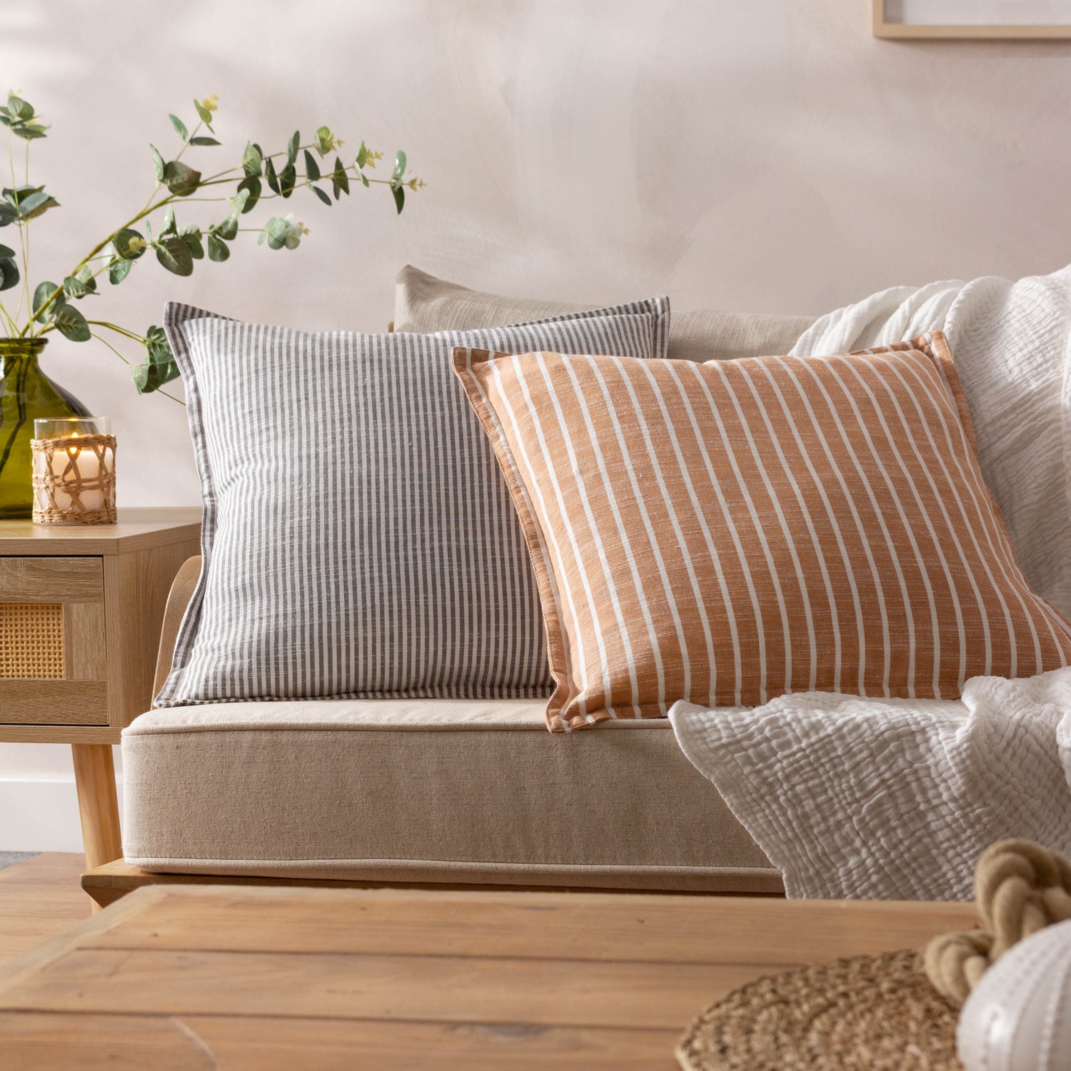 Truro Stripe Reversible Filled Cushion 45cm x 45cm Grey