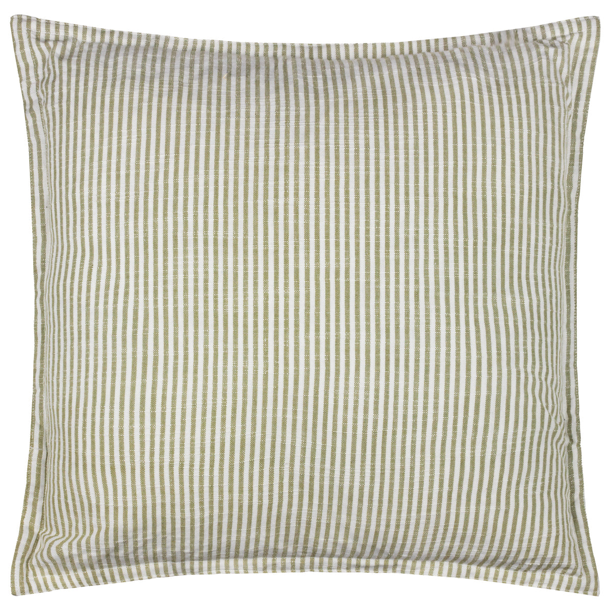 Yard Truro Striped Cotton 45cm x 45cm Filled Cushion Moss