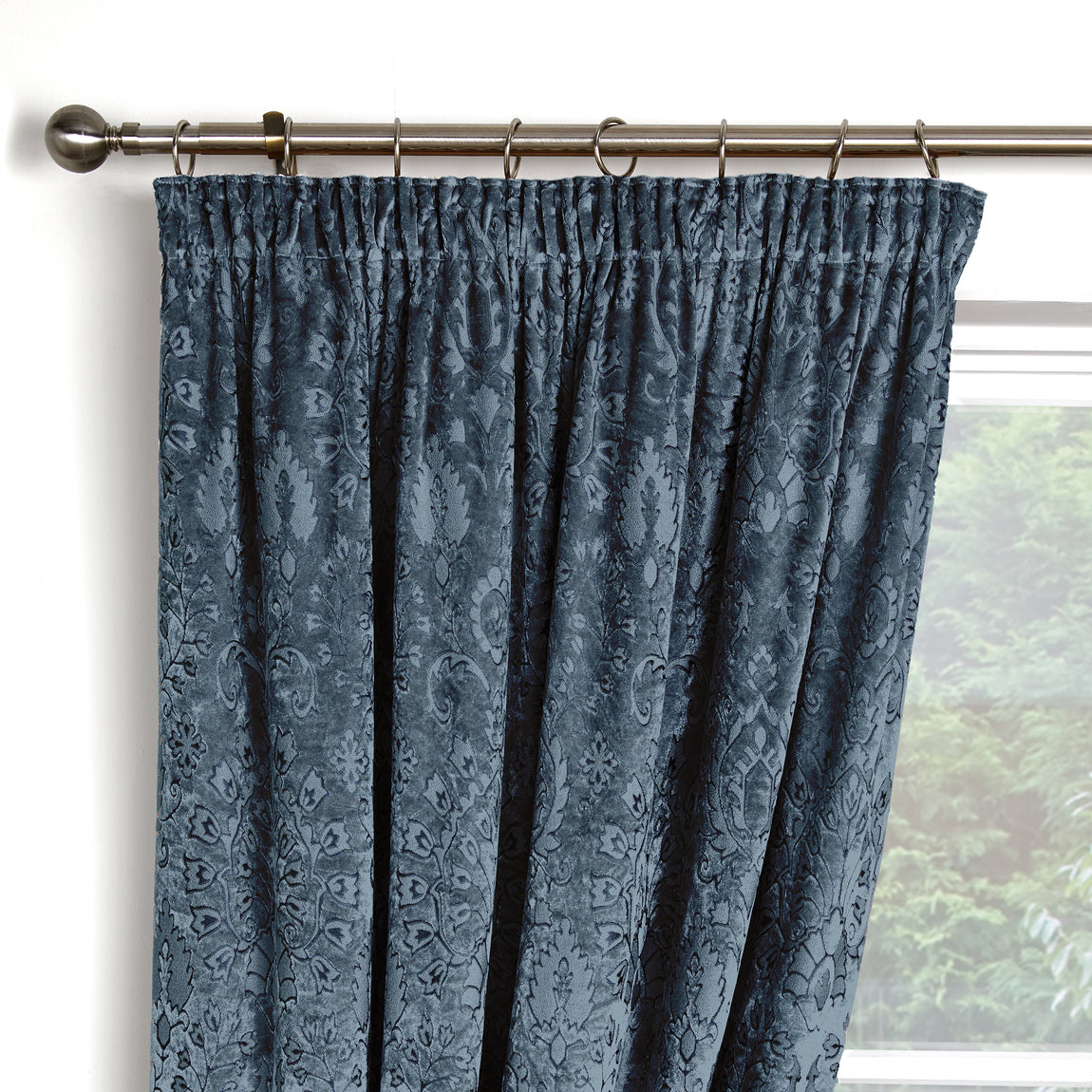 Curtina Trinity Jacquard Ready Made Curtains Blue