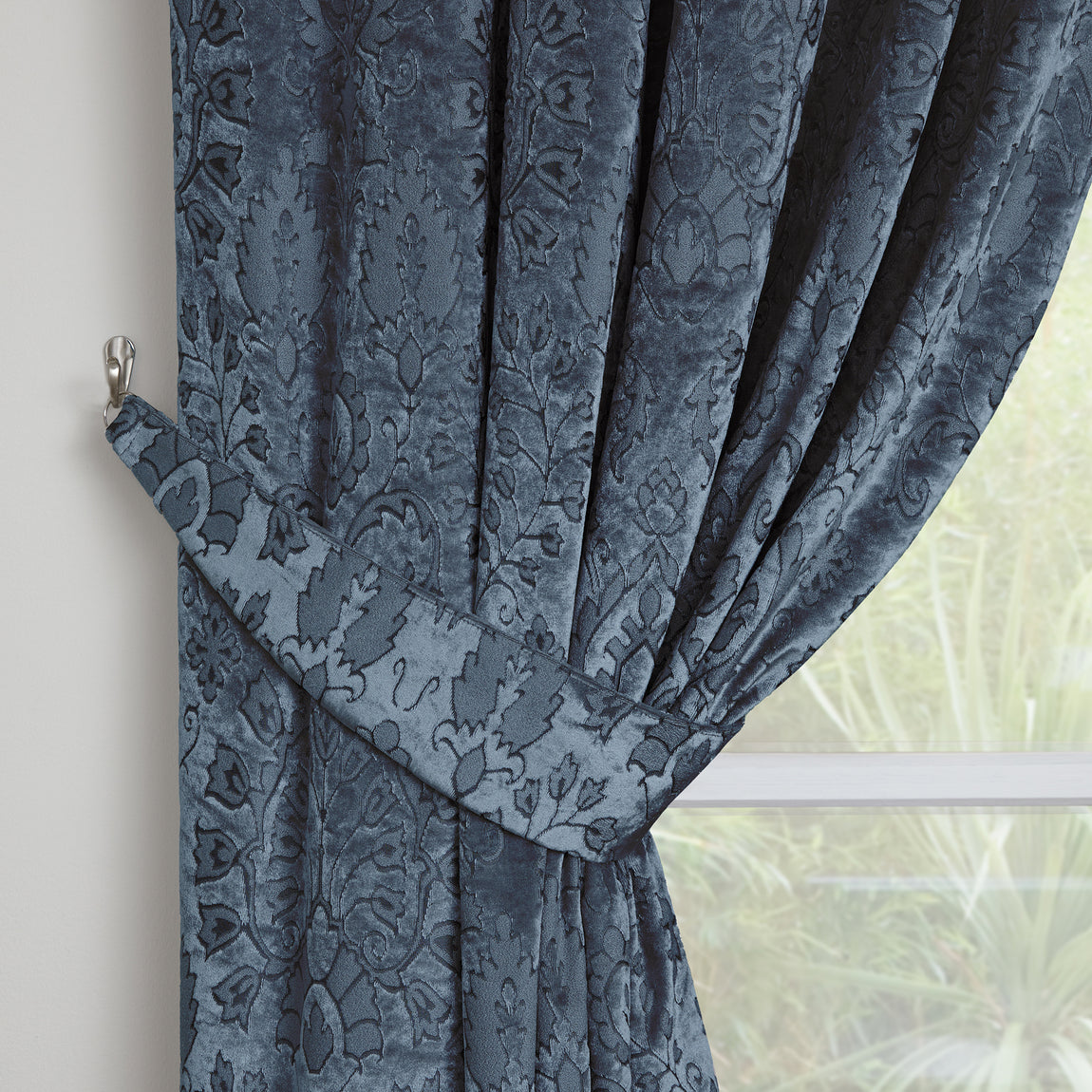 Curtina Trinity Jacquard Ready Made Curtains Blue