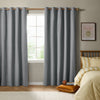 Furn Ultimate Textured Woven Ready Made Eyelet Blackout Curtains Denim