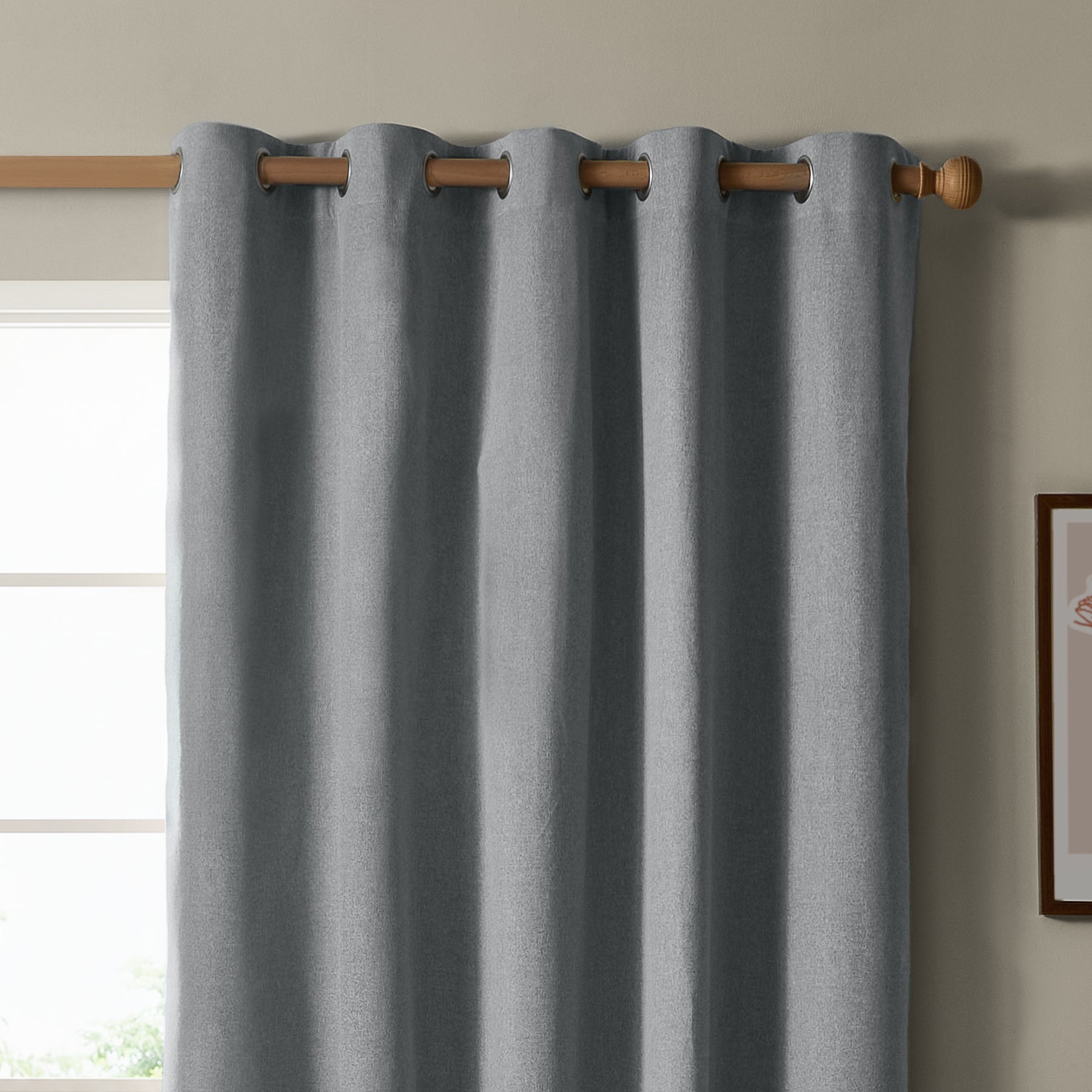Furn Ultimate Textured Woven Ready Made Eyelet Blackout Curtains Denim