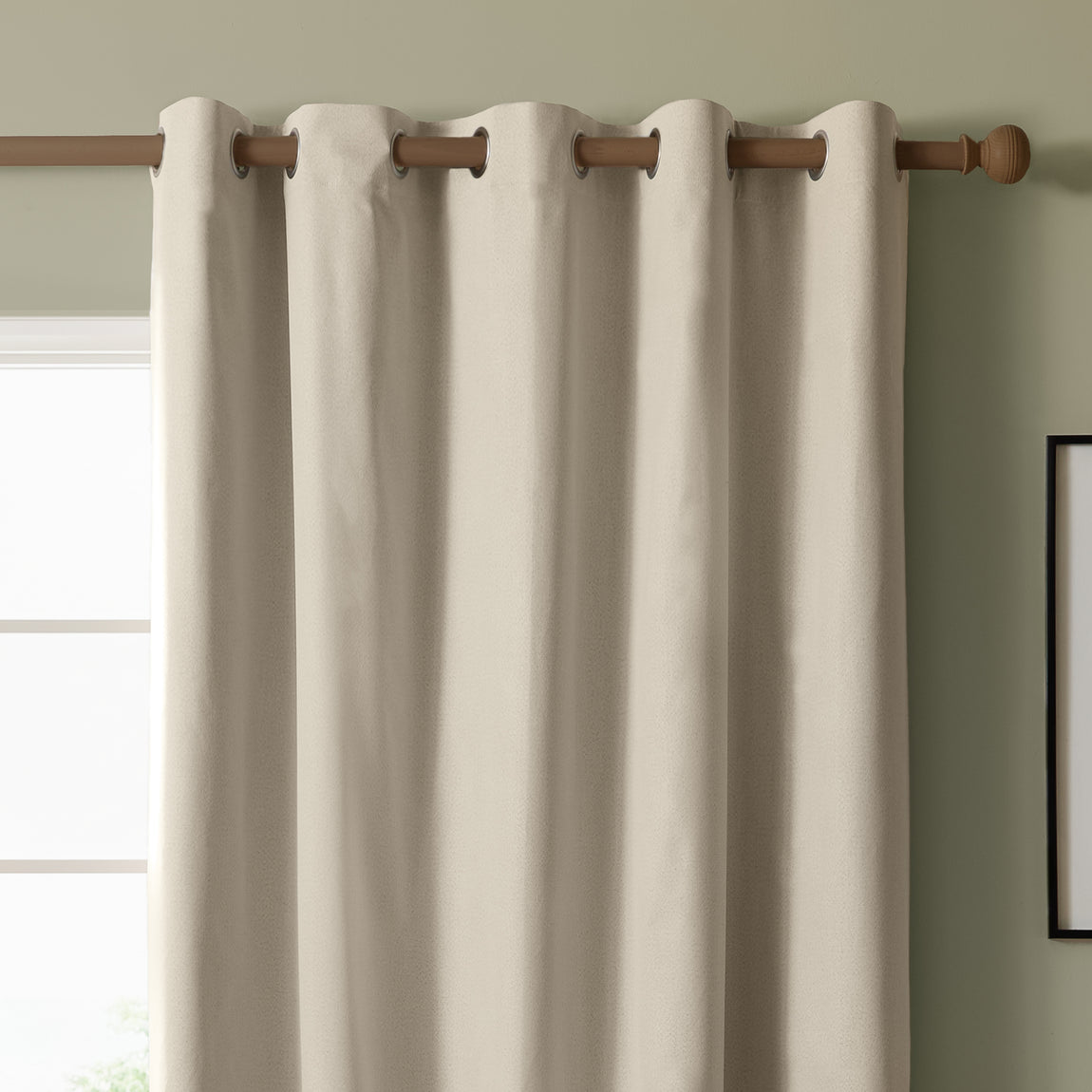 Furn Ultimate Textured Woven Ready Made Eyelet Blackout Curtains Ecru