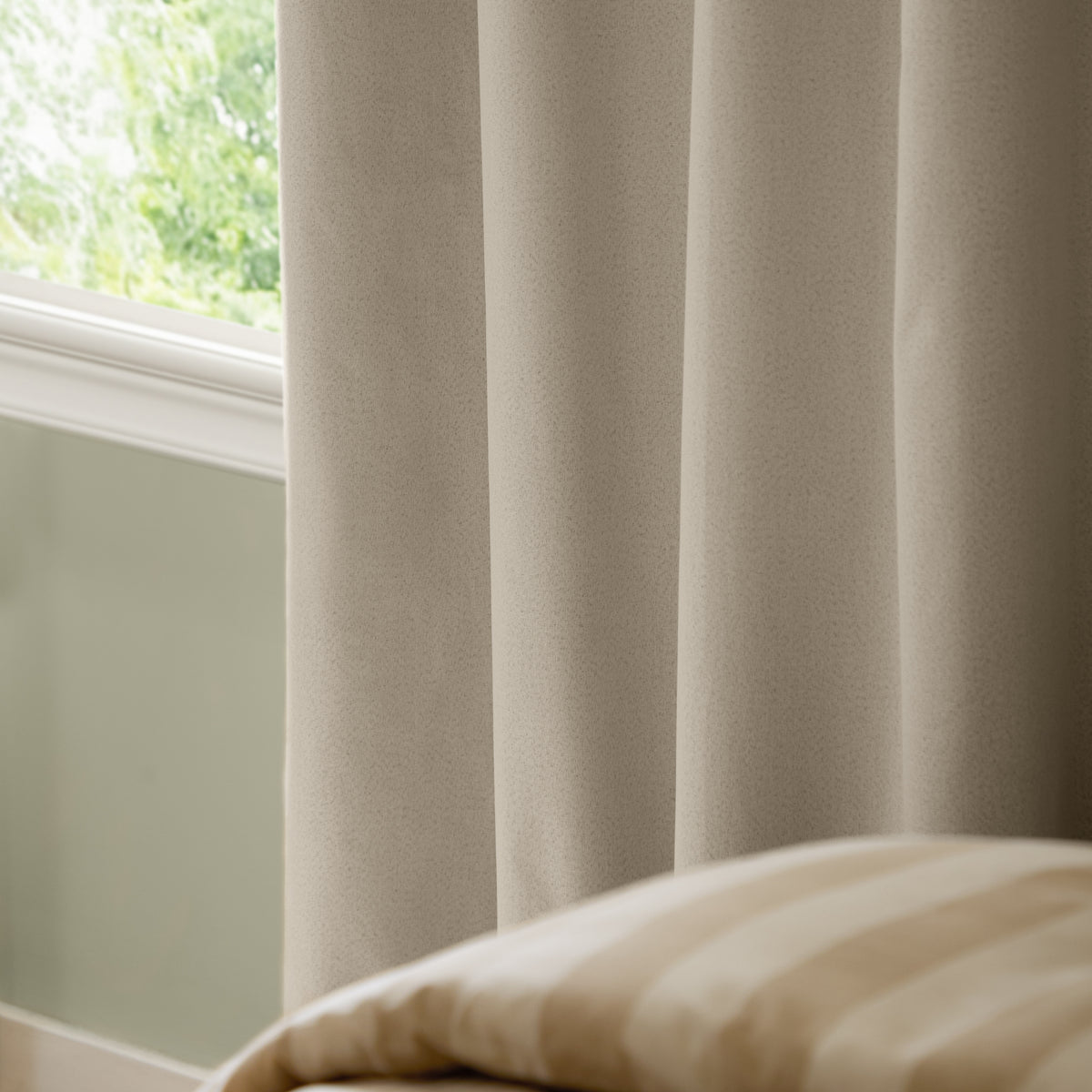 Furn Ultimate Textured Woven Ready Made Eyelet Blackout Curtains Ecru
