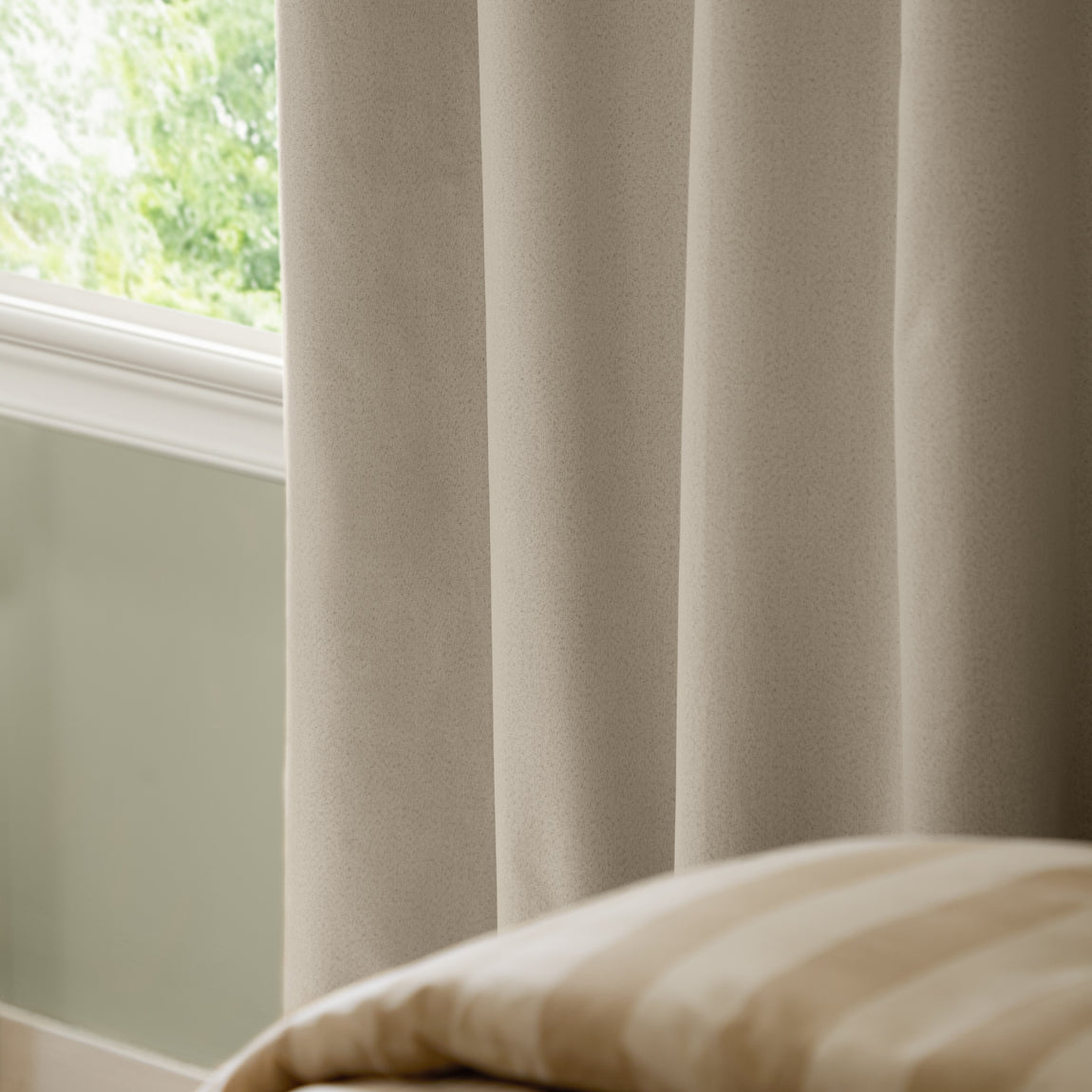 Furn Ultimate Textured Woven Ready Made Eyelet Blackout Curtains Ecru