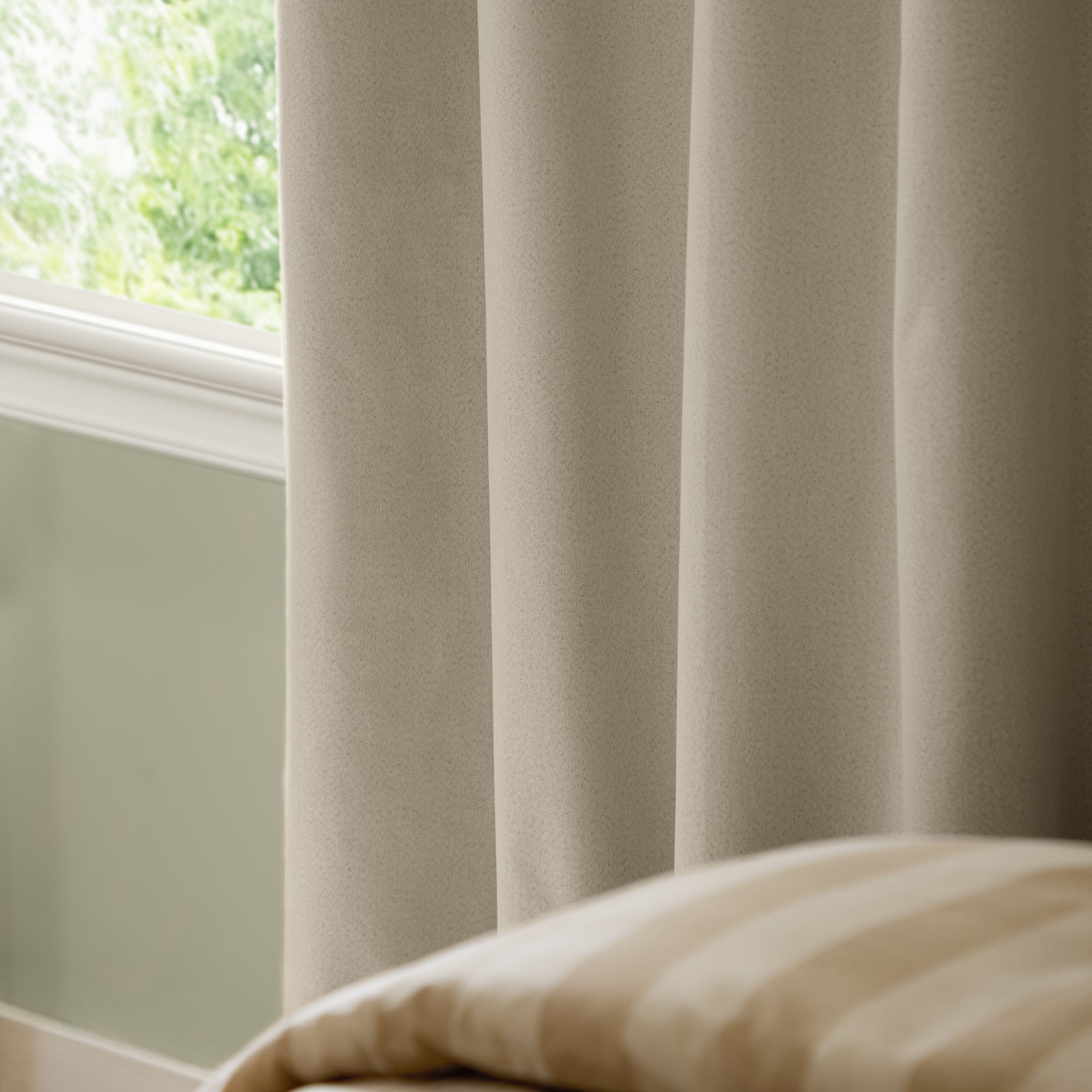 Furn Ultimate Textured Woven Ready Made Eyelet Blackout Curtains Ecru