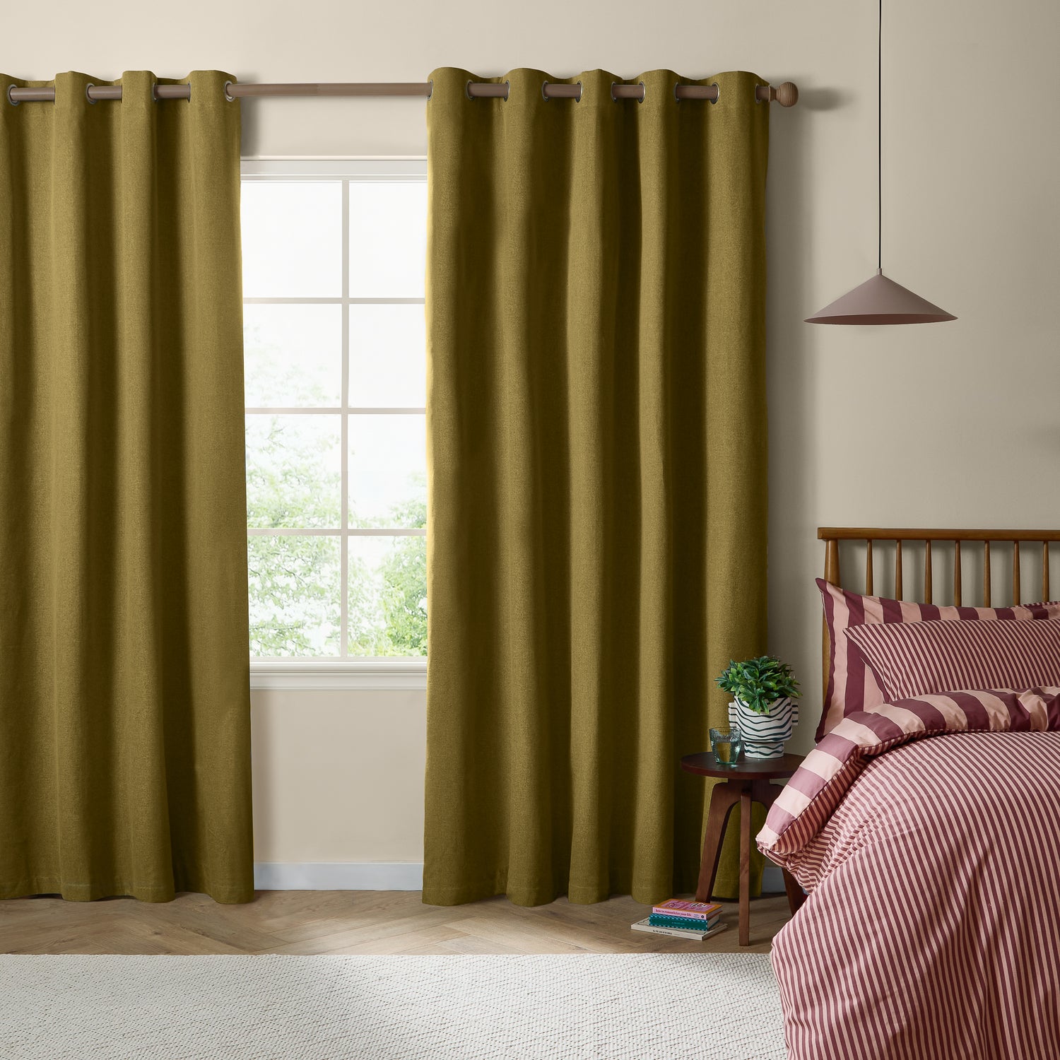 Furn Ultimate Textured Woven Ready Made Eyelet Blackout Curtains Forest