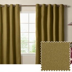 Furn Ultimate Textured Woven Ready Made Eyelet Blackout Curtains Forest