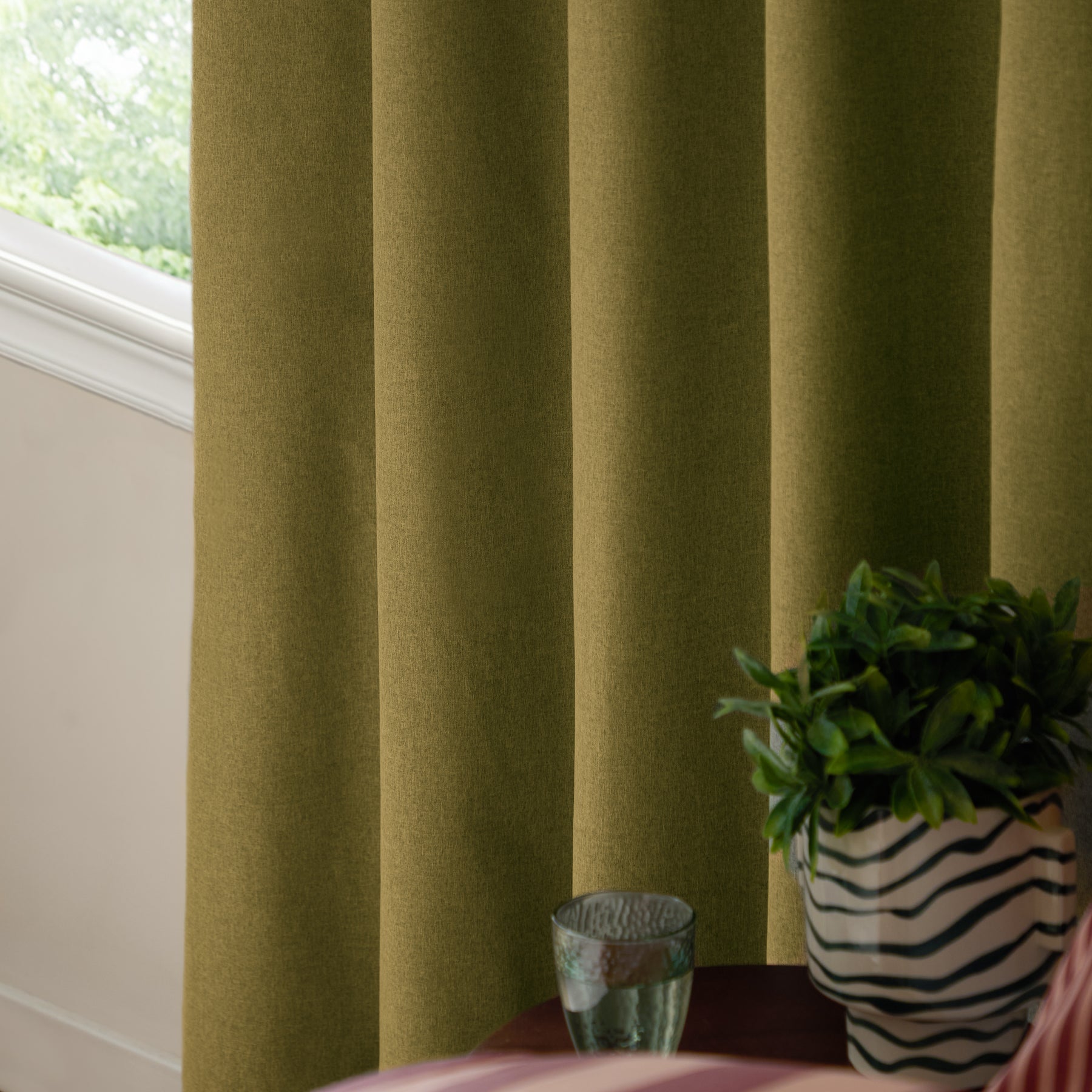 Furn Ultimate Textured Woven Ready Made Eyelet Blackout Curtains Forest