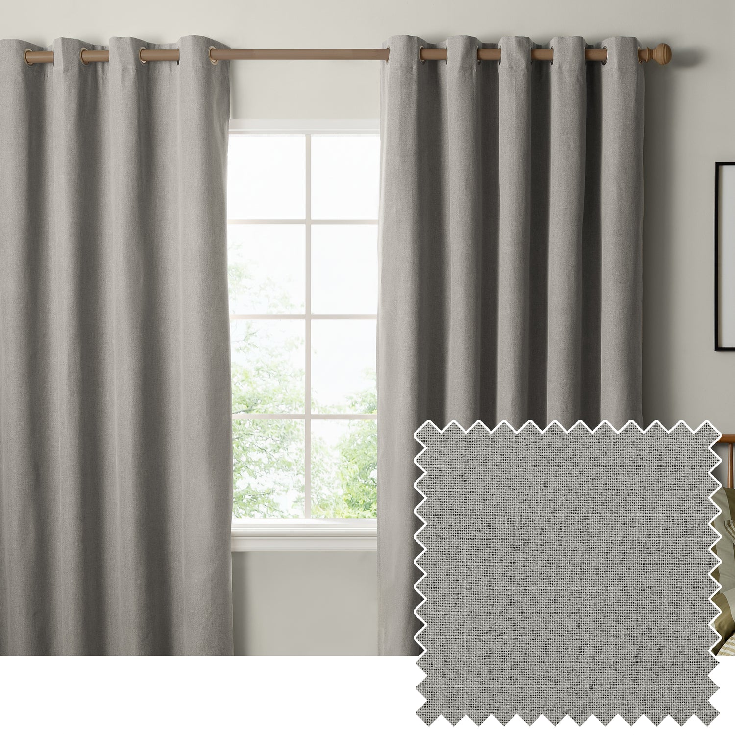Furn Ultimate Textured Woven Ready Made Eyelet Blackout Curtains Grey