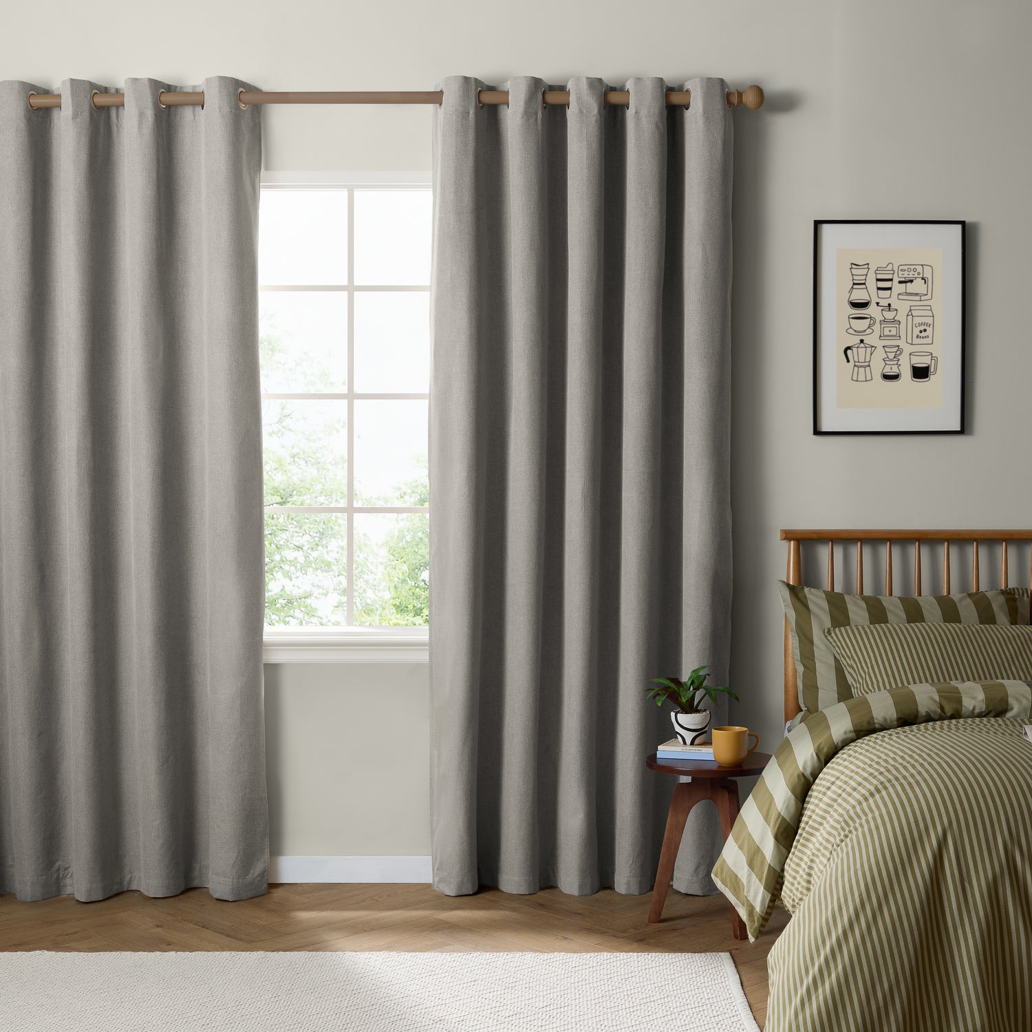 Furn Ultimate Textured Woven Ready Made Eyelet Blackout Curtains Grey