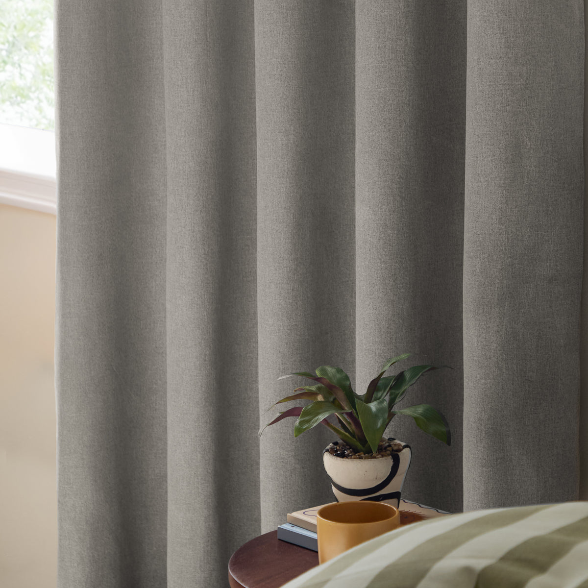 Furn Ultimate Textured Woven Ready Made Eyelet Blackout Curtains Grey