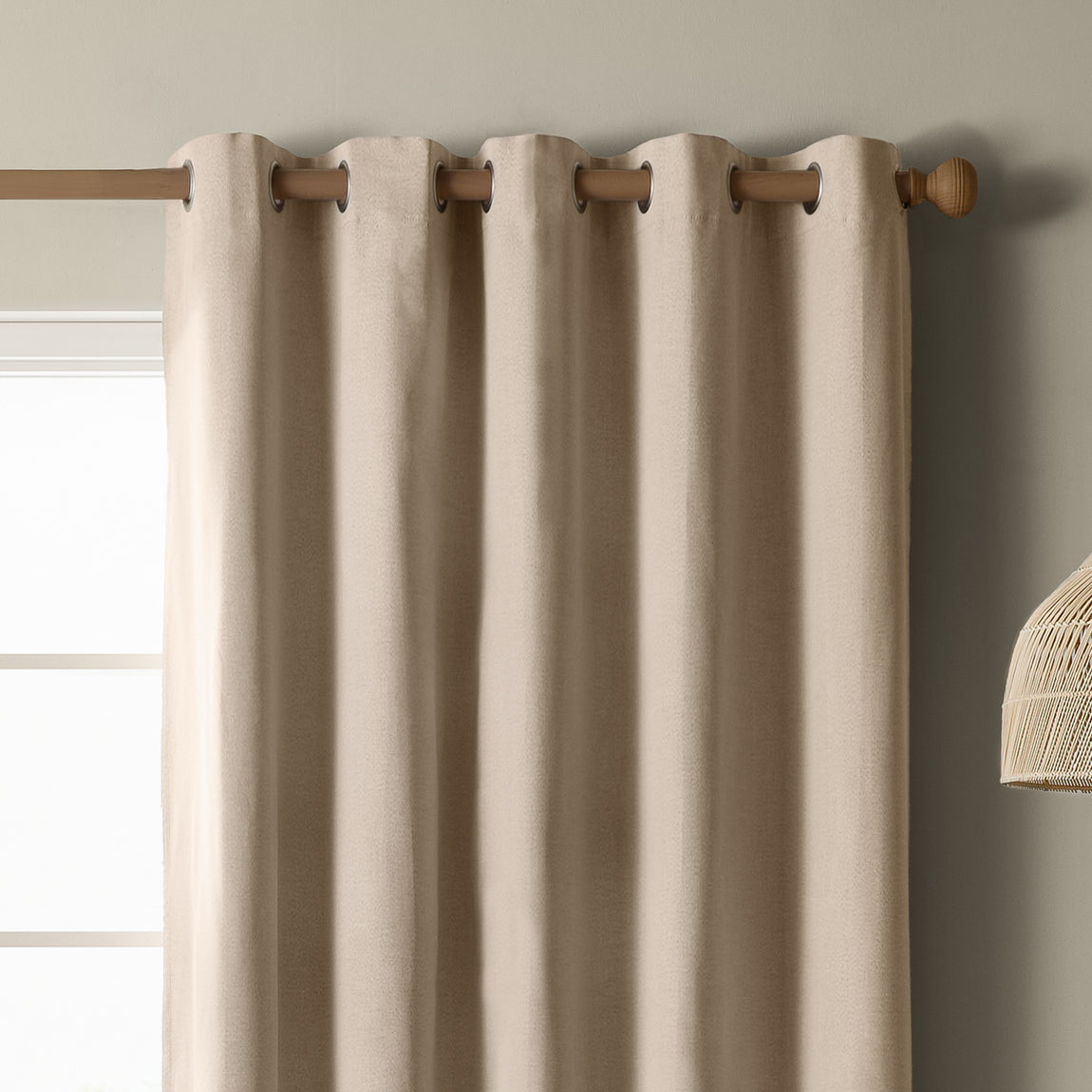 Furn Ultimate Textured Woven Ready Made Eyelet Blackout Curtains Natural