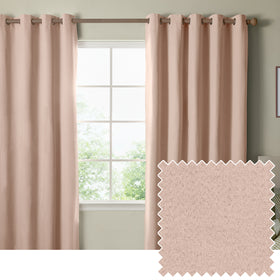 Furn Ultimate Textured Woven Ready Made Eyelet Blackout Curtains Pink