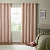 Furn Ultimate Textured Woven Ready Made Eyelet Blackout Curtains Pink