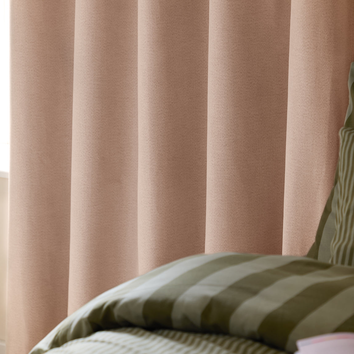 Furn Ultimate Textured Woven Ready Made Eyelet Blackout Curtains Pink