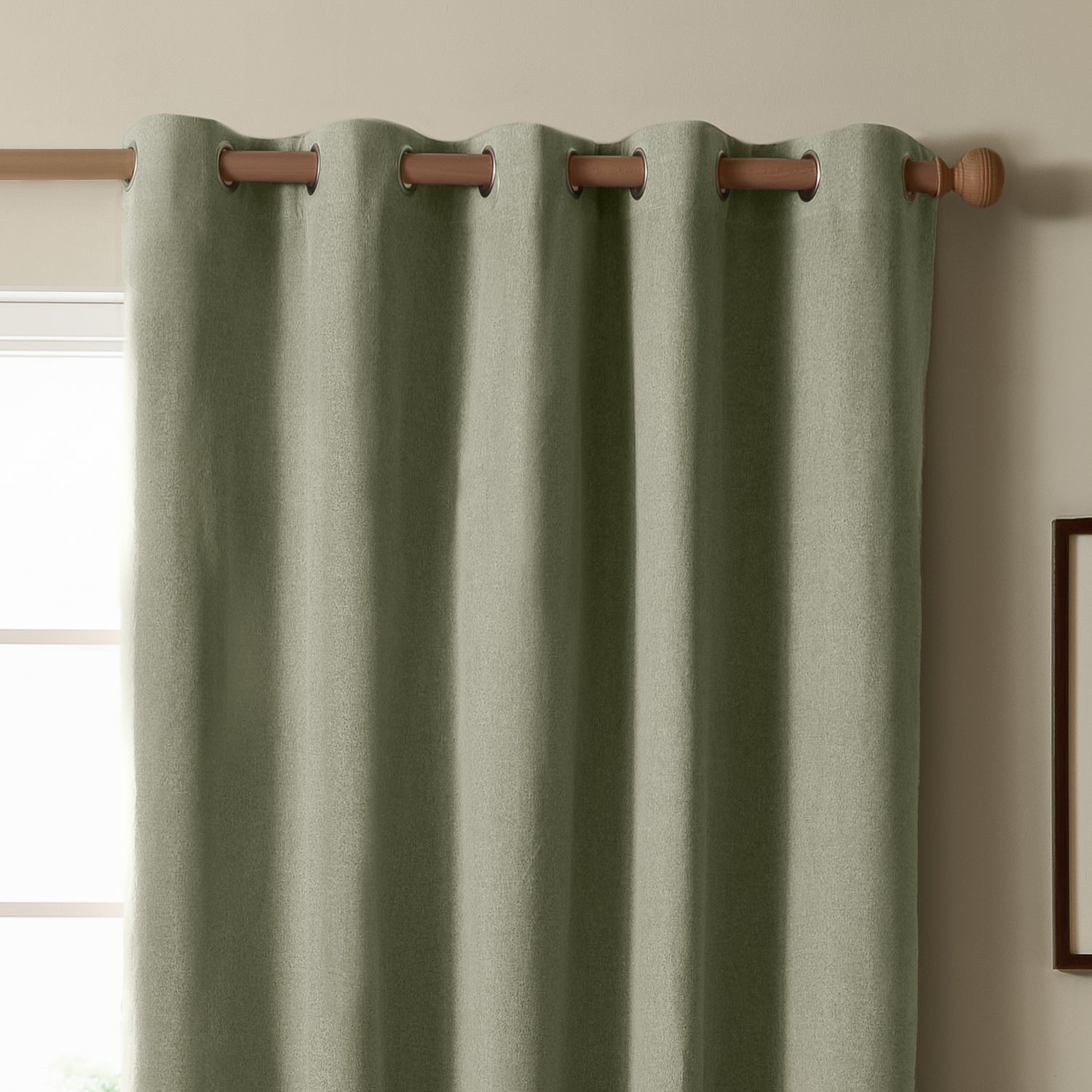 Furn Ultimate Textured Woven Ready Made Eyelet Blackout Curtains Sage