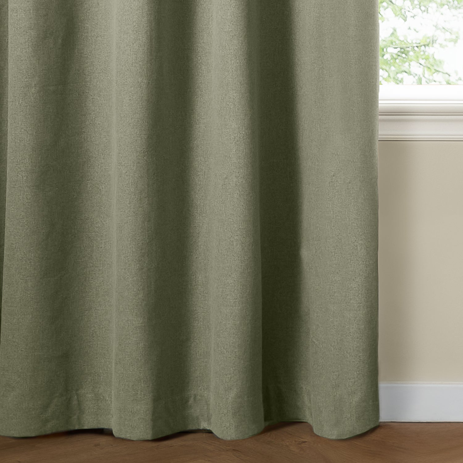 Furn Ultimate Textured Woven Ready Made Eyelet Blackout Curtains Sage