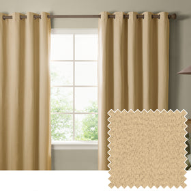 Furn Ultimate Textured Woven Ready Made Eyelet Blackout Curtains Yellow