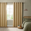 Furn Ultimate Textured Woven Ready Made Eyelet Blackout Curtains Yellow