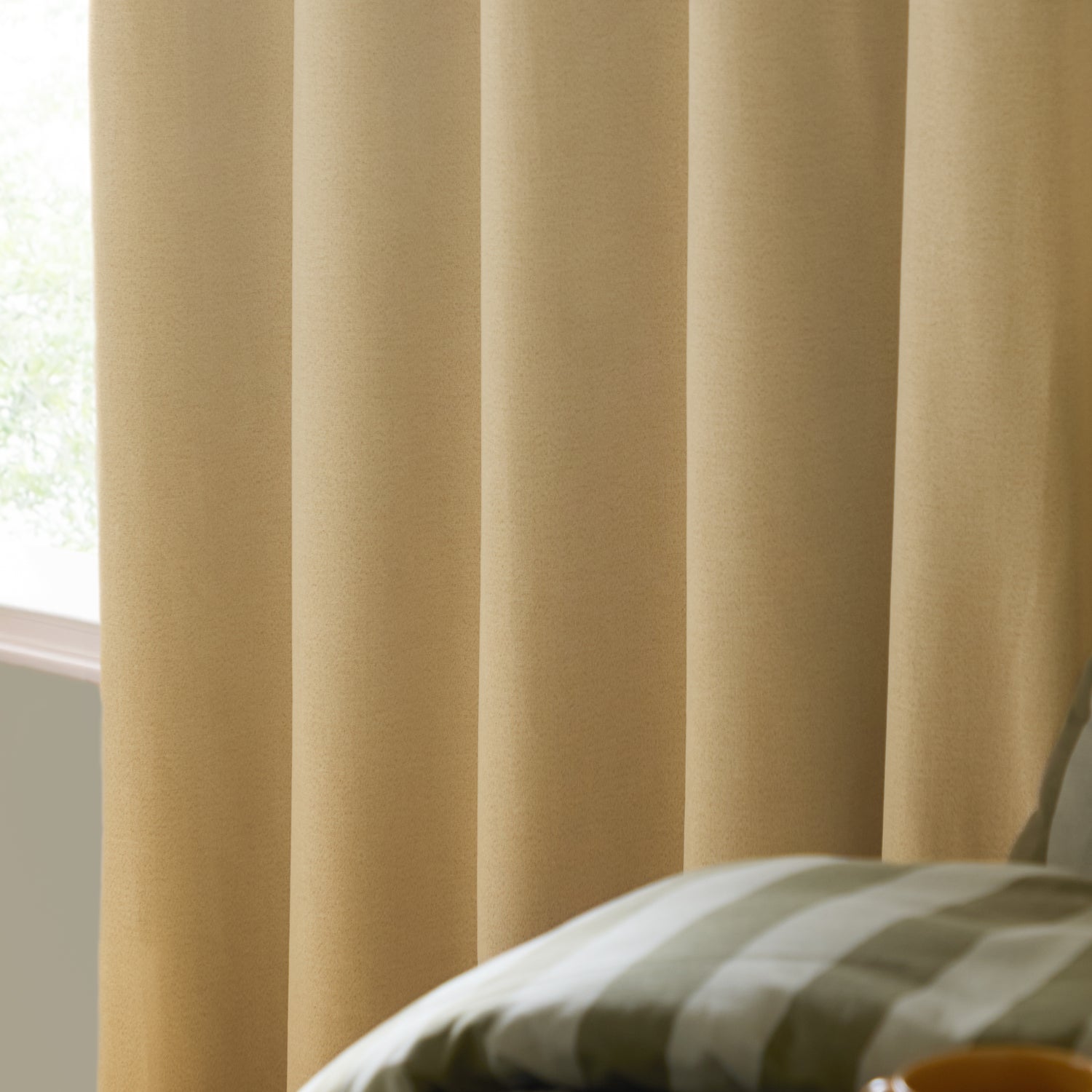 Furn Ultimate Textured Woven Ready Made Eyelet Blackout Curtains Yellow