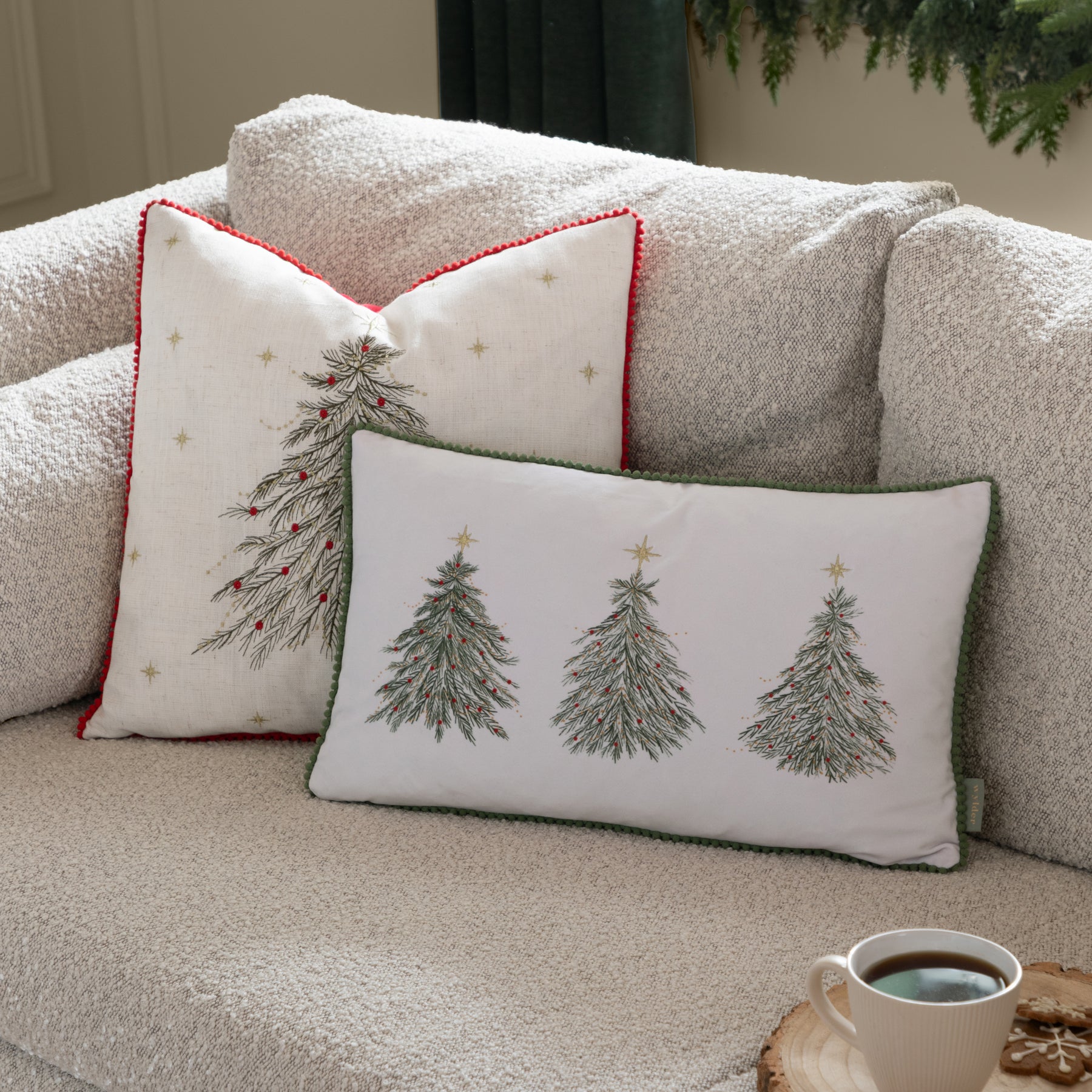 Twinkling Tree 45cm x 45cm Filled Cushion Natural