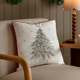 Twinkling Tree 45cm x 45cm Filled Cushion Natural