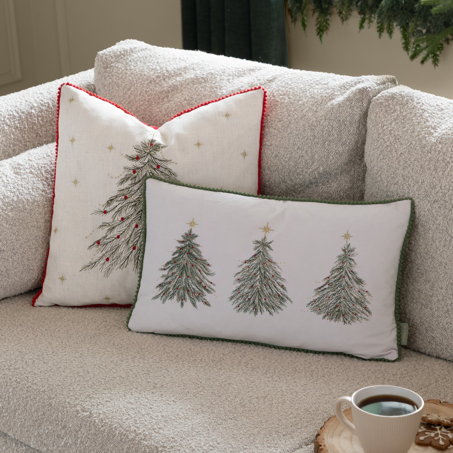 Twinkling Tree 30cm x 50cm Filled Cushion Green