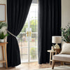 Chenille Triple Woven Ready Made Blackout Curtains Black