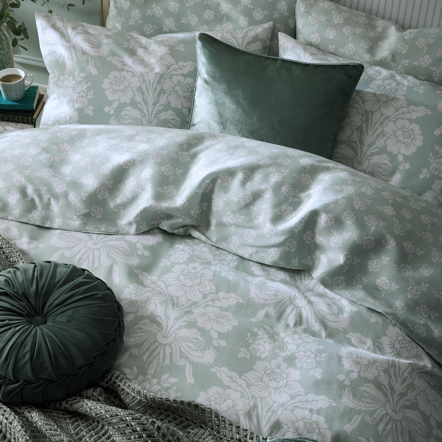 Laura Ashley Tatton Duvet Cover Bedding Set Duckegg Green