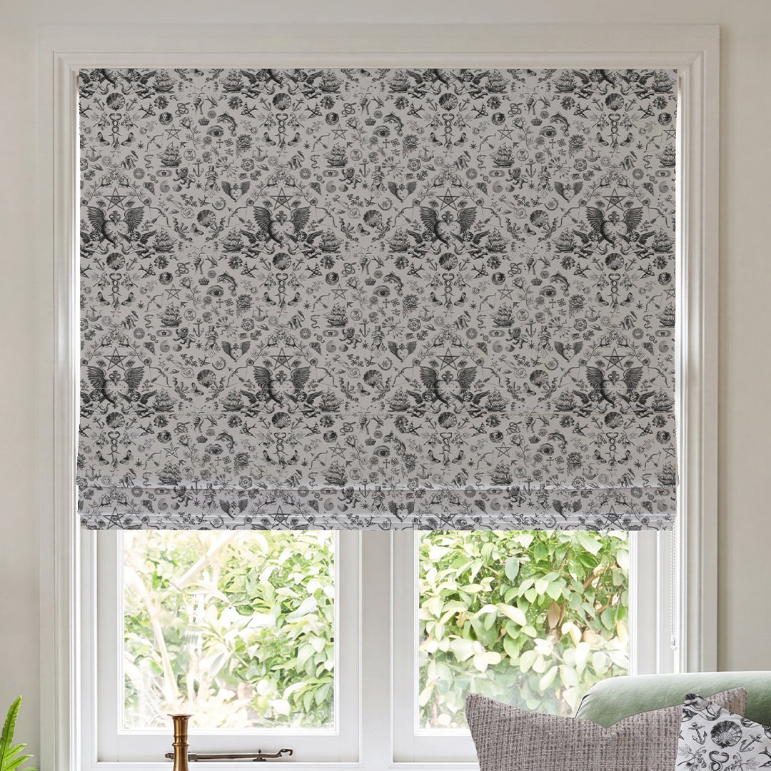 Carrie Neely Tattoo Angel Made To Measure Roman Blind Charcoal